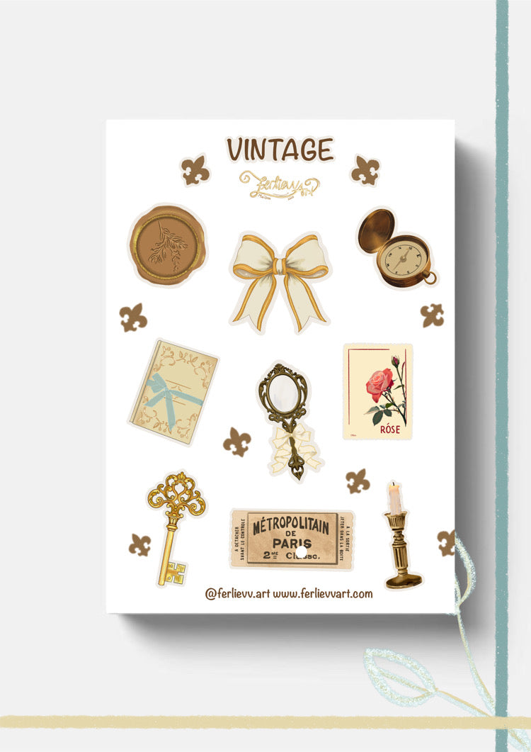 Vintage Sticker Sheet: Planner, Journal, Scrapbook