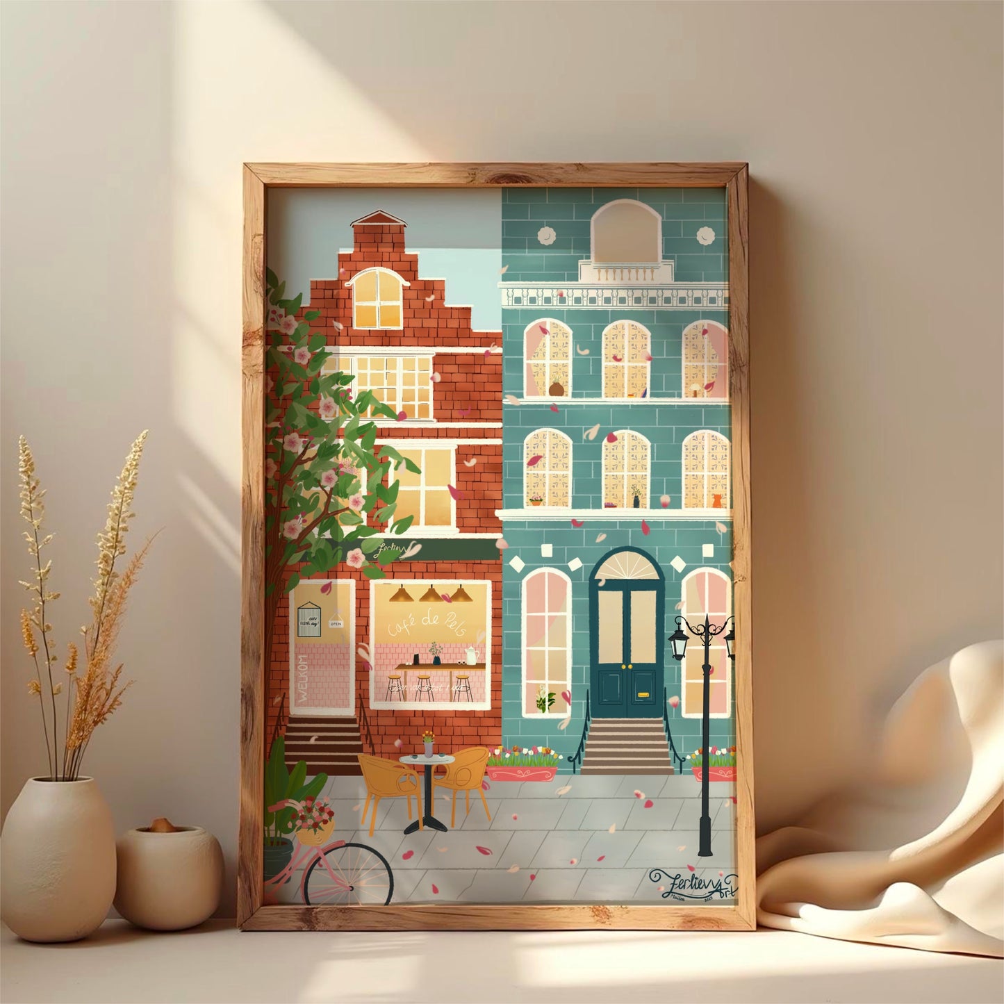 Netherlands Koffie Art Print: Vibrant Floral Wall Decor